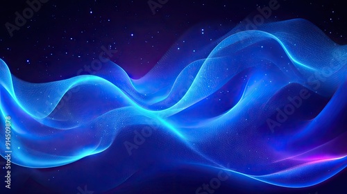 Premium blue neon illustration with soft waves, perfect for creating elegant wallpapers, banners, and posters.