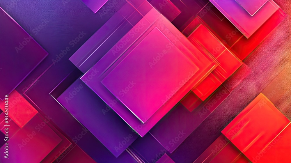 Fototapeta premium Red and purple gradient with geometric shapes, creating an eye-catching abstract background for various uses.
