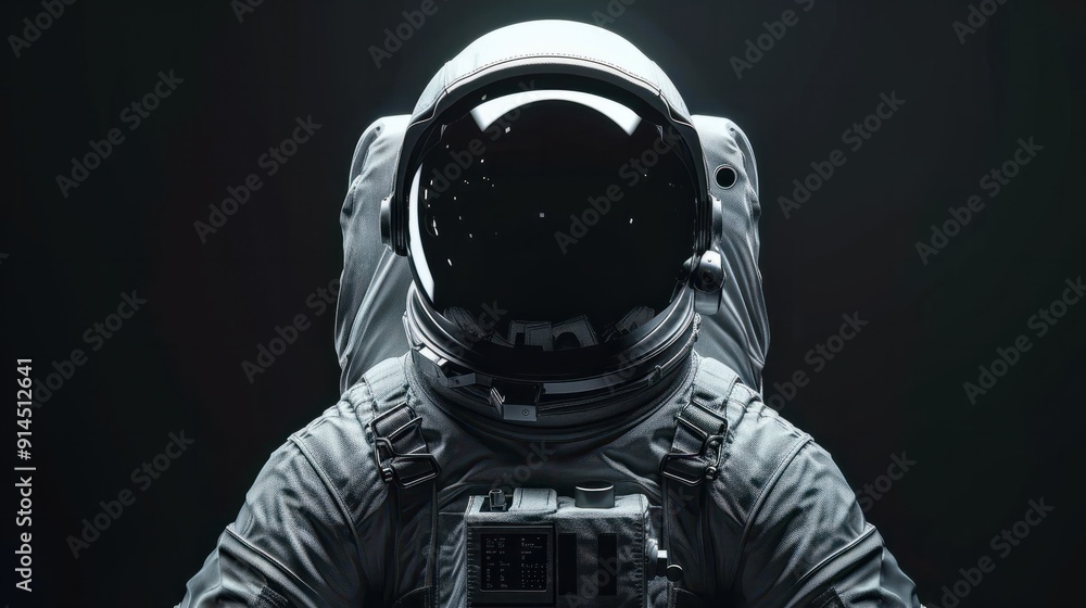 Astronaut portrait on black background. Generative AI. Astronaut portrait on black background. Generative AI.