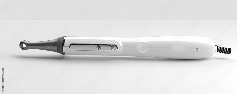 Isolated white curling iron on white background, 4K hyperrealistic photo Isolated white curling iron on white background, 4K hyperrealistic photo