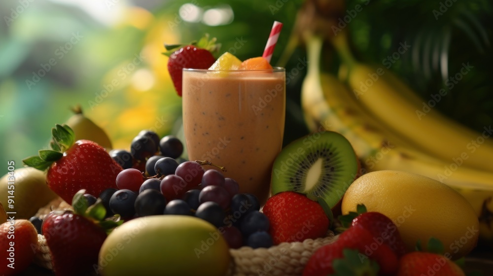 Delicious Fruit Smoothie with Fresh Ingredients Delicious Fruit Smoothie with Fresh Ingredients