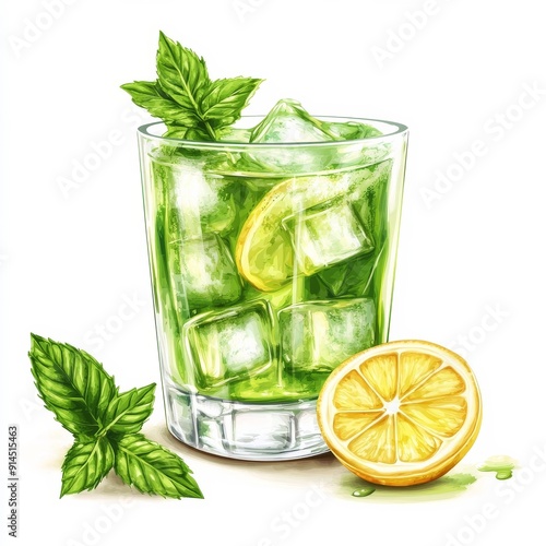 Wallpaper Mural Green cocktail with citrus and herb Torontodigital.ca