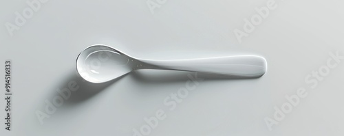 Isolated white spoon on white background, 4K hyperrealistic photo