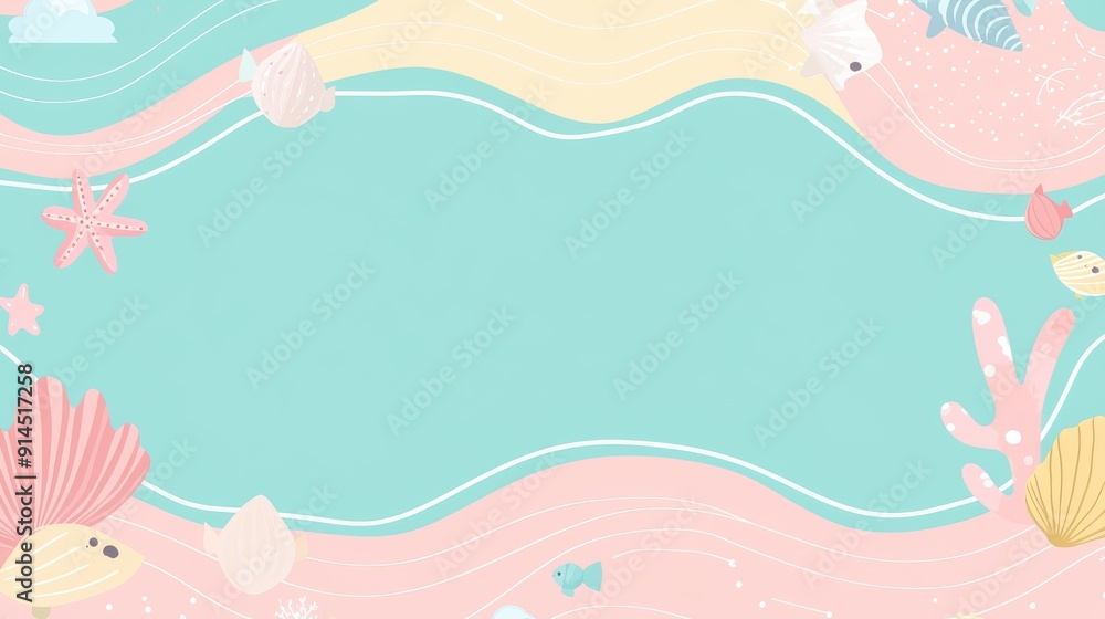 Colorful Underwater Ocean Scene with Marine Life and Coral Illustrations Colorful Underwater Ocean Scene with Marine Life and Coral Illustrations