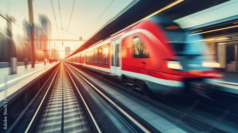 Blurred motion. As the train speeds through the city, it becomes a fleeting symbol of progress and forward-thinking. Blurred motion. As the train speeds through the city, it becomes a fleeting symbol of progress and forward-thinking.
