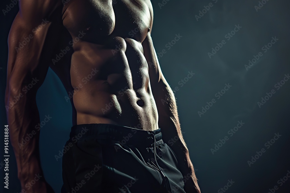 Male model with abdominal muscles, muscular trainer Male model with abdominal muscles, muscular trainer