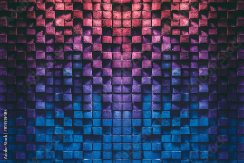 Textured Brick Wall with Gradient Color Effect in Pink and Blue