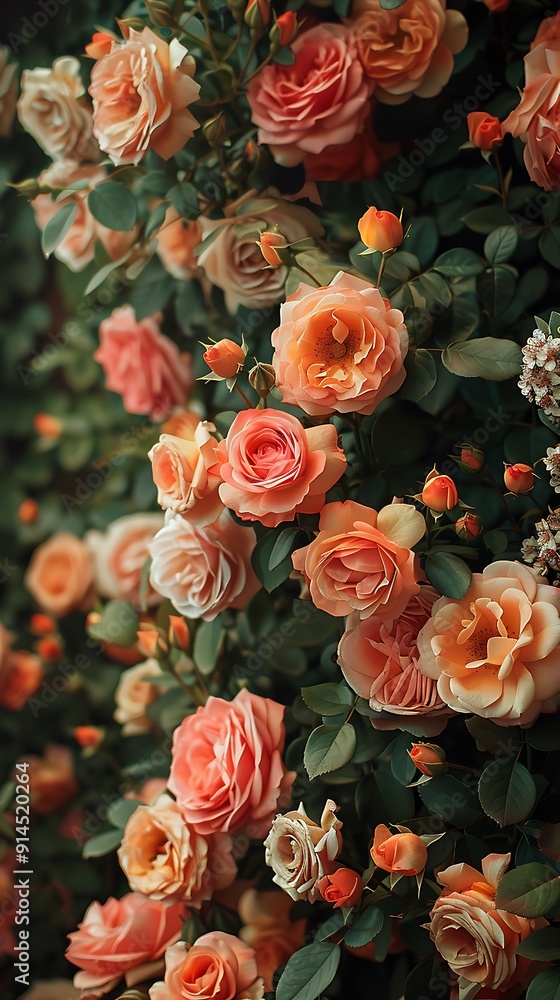 Picturesque garden filled with blooming Roses of various colors their petals displaying intricate patterns and a captivating aroma that fills the air Picturesque garden filled with blooming Roses of various colors their petals displaying intricate patterns and a captivating aroma that fills the air
