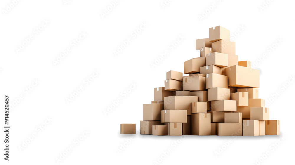 Stacked Cardboard Boxes on Transparent Background Stacked Cardboard Boxes on Transparent Background