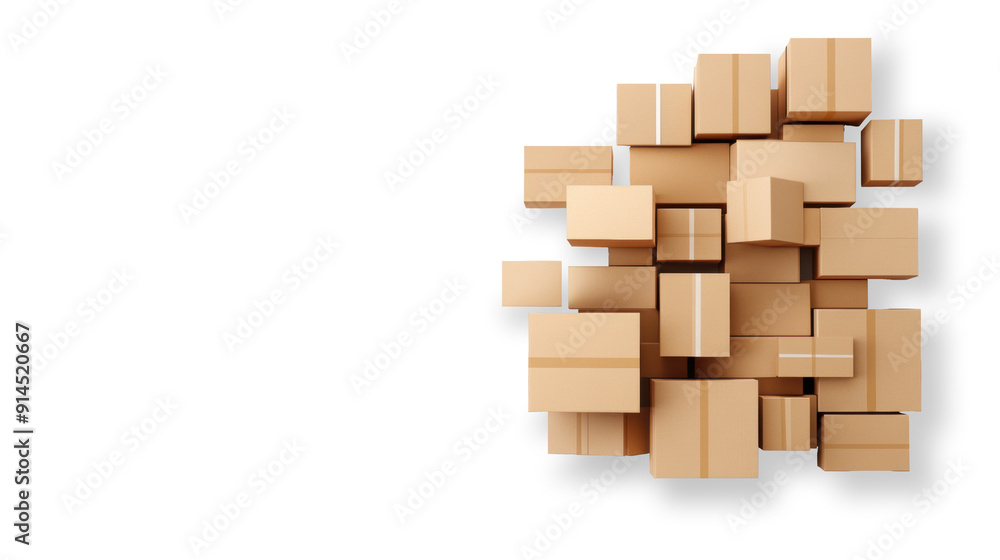 Stack of Various Cardboard Boxes on a Transparent Background Stack of Various Cardboard Boxes on a Transparent Background
