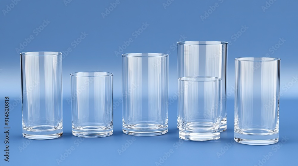 Clear test tubes and flasks filled with liquid are arranged on a table in a laboratory with a calming blue backdrop Clear test tubes and flasks filled with liquid are arranged on a table in a laboratory with a calming blue backdrop
