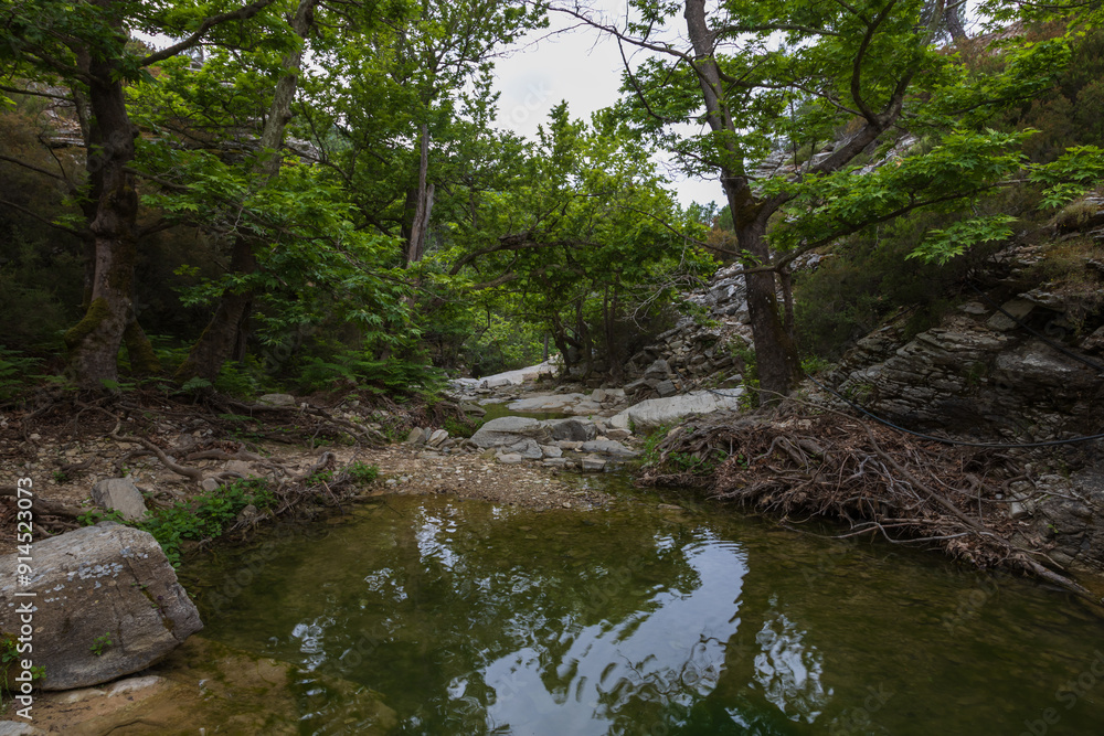 Fresh water lake Maries on the island of Thassos Greece - flowing water from the mountains - waterfalls Fresh water lake Maries on the island of Thassos Greece - flowing water from the mountains - waterfalls