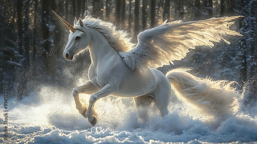 Fototapeta premium Portrait of white unicorn 