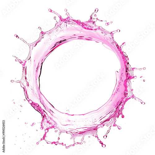 pink water splash in ring shape isolated