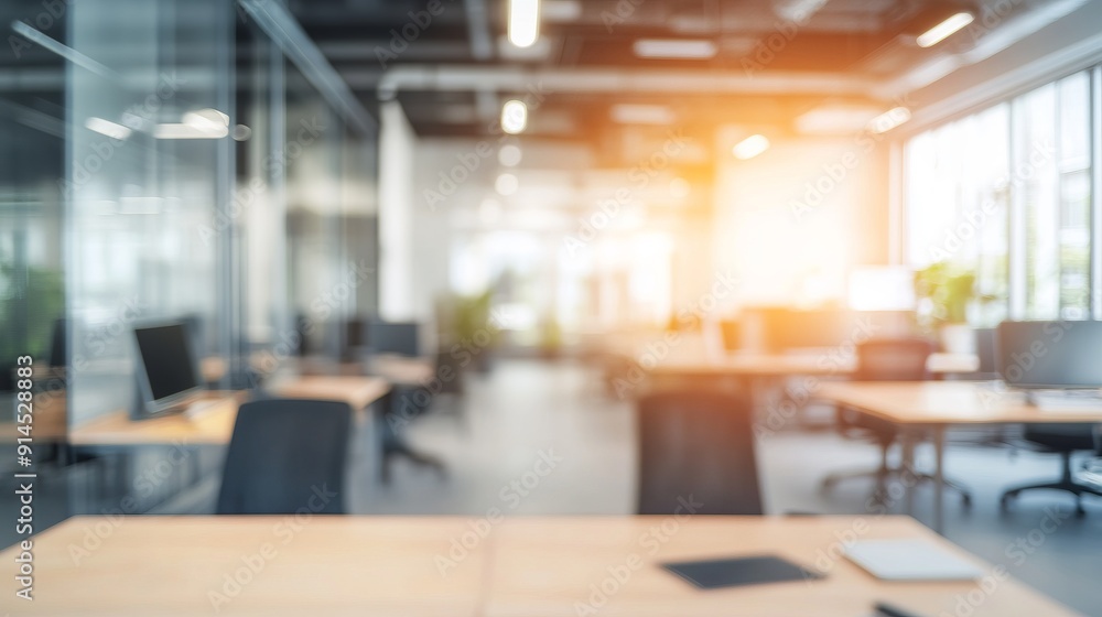 Spacious modern office with open layout and sunlight.