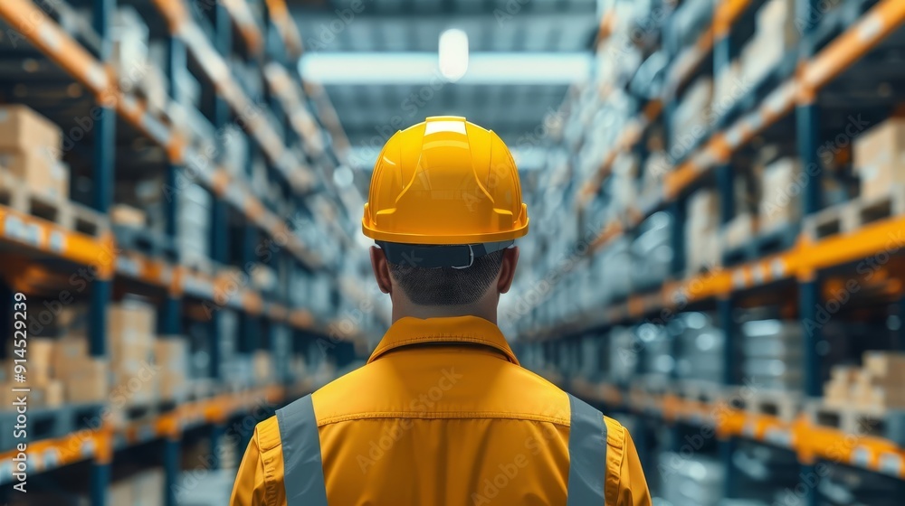 Closeup of a warehouse worker restocking shelves Closeup of a warehouse worker restocking shelves