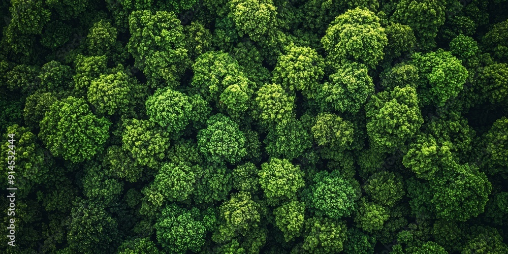 Naklejka premium Aerial View of Forest Landscape Texture, Abstract Background for Nature and Environment Concepts Generative AI