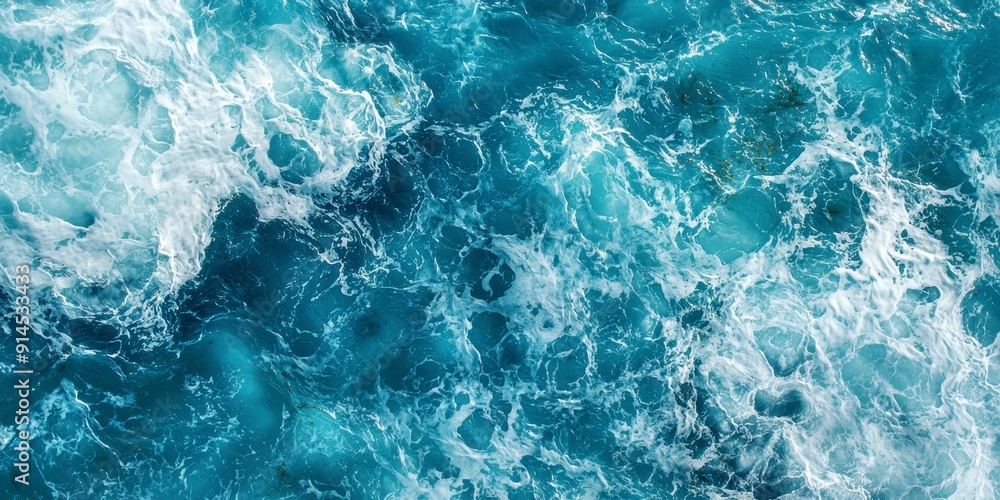Aerial View of Turquoise Ocean Water with Splashes and Foam for Abstract Natural Background and Texture Generative AI Aerial View of Turquoise Ocean Water with Splashes and Foam for Abstract Natural Background and Texture Generative AI
