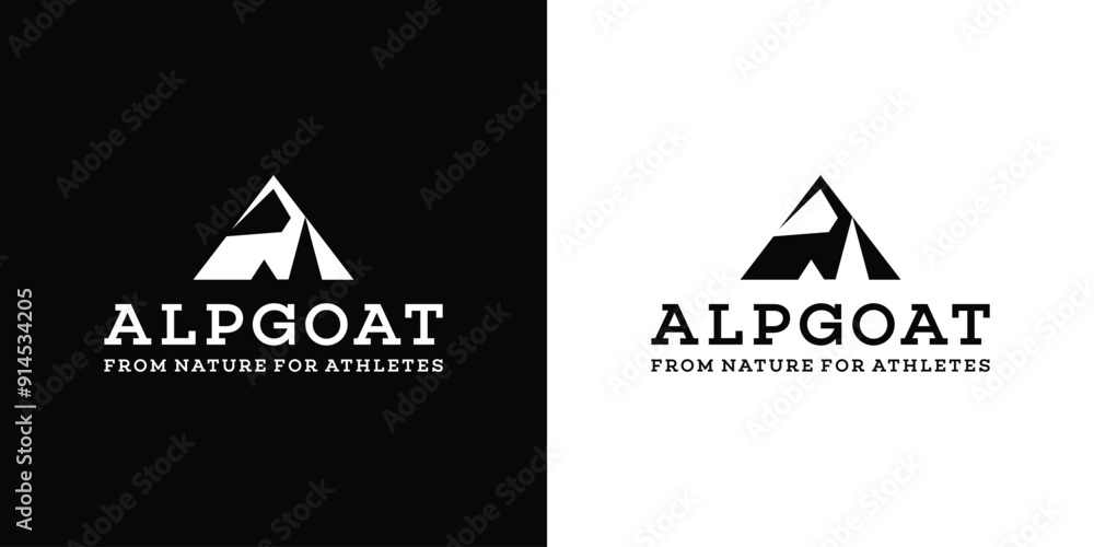 Alp Mountain Logo Design with Goat Logo. Simple Vector Illustration Concept. Alp Mountain Logo Design with Goat Logo. Simple Vector Illustration Concept.