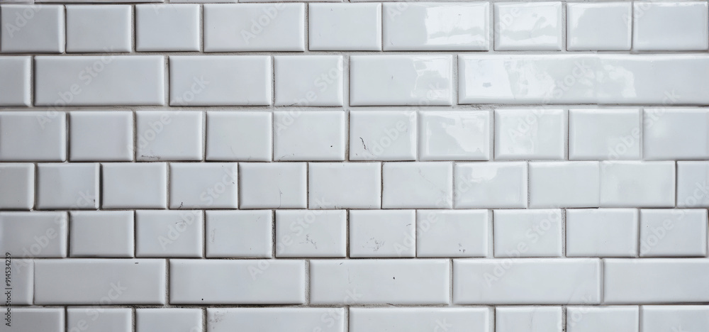 White Glossy Subway Tiles Forming A Seamless Pattern On A Kitchen Wall White Glossy Subway Tiles Forming A Seamless Pattern On A Kitchen Wall