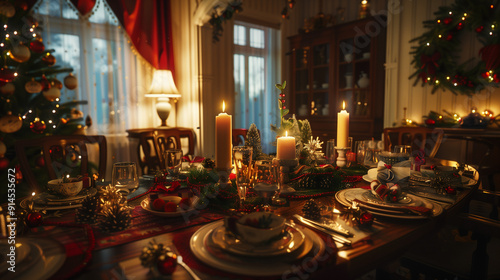 Wallpaper Mural Dining room with a Christmas table Torontodigital.ca