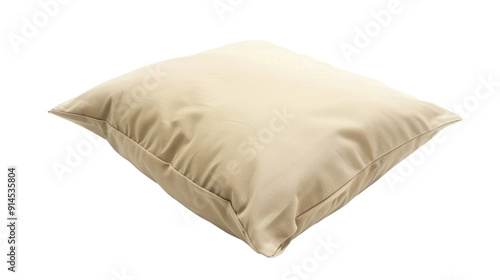 Beige small pillow on transparent background