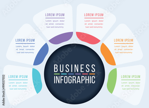 6 Options Infographic circle design 6 steps, objects, elements or options information business