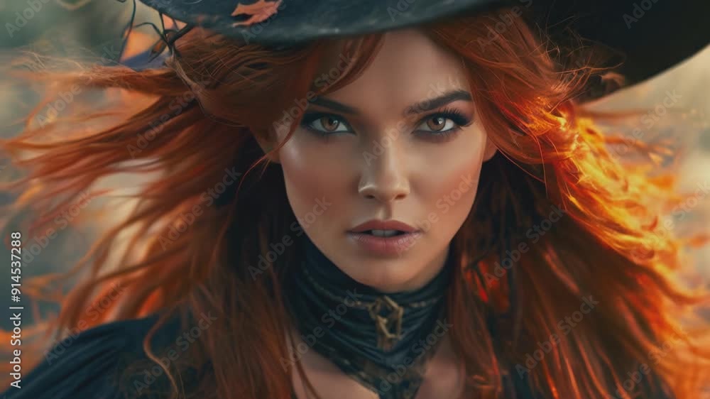 Halloween. Set of seven portraits of young attractive fashionable glamorous witches flying on a broomstick. Perfect for themes of fantasy, Halloween, magic, and adventure Halloween. Set of seven portraits of young attractive fashionable glamorous witches flying on a broomstick. Perfect for themes of fantasy, Halloween, magic, and adventure