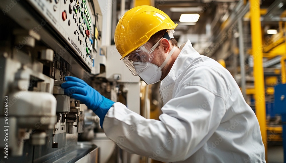 A Day in the Factory Engineer Inspecting and Repairing in Protective Gear Engineering in factory A Day in the Factory Engineer Inspecting and Repairing in Protective Gear Engineering in factory