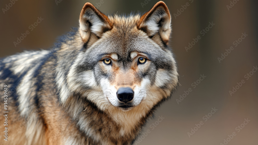 Professional Realistic Photo of a Wolf Looking Intently Professional Realistic Photo of a Wolf Looking Intently