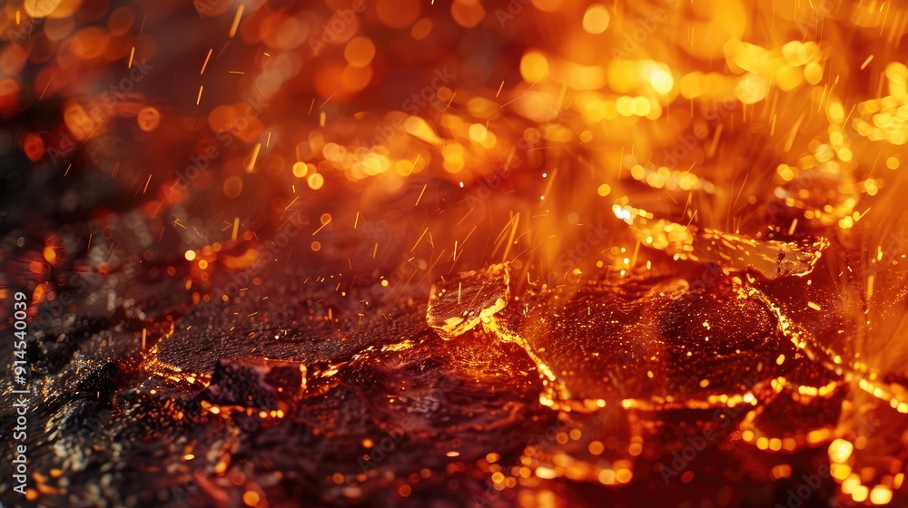 Close-up of molten hot metal. AI generated. Close-up of molten hot metal. AI generated.