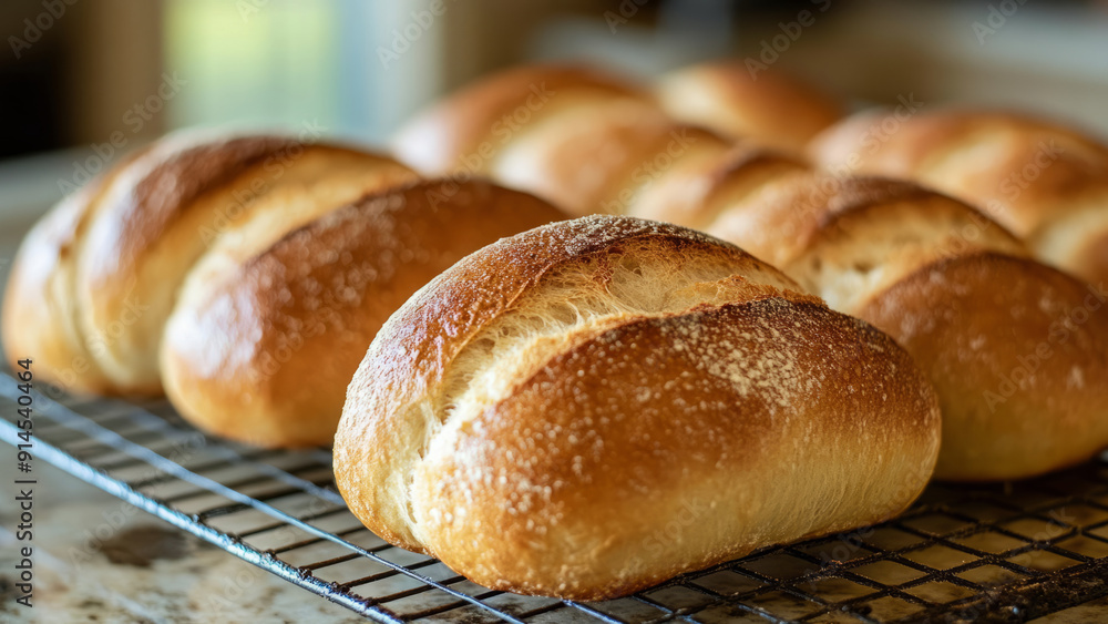 Freshly Baked Bread Cooling on a Rack Freshly Baked Bread Cooling on a Rack