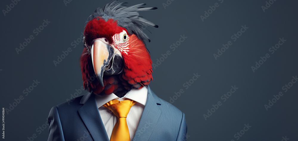 Obraz premium Parrot in Elegant Suit and Tie