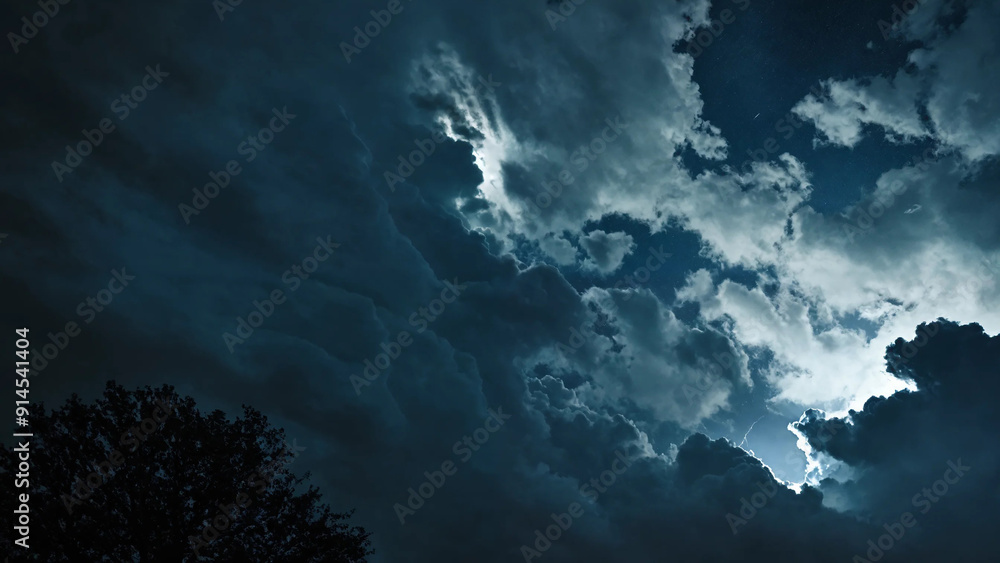Naklejka premium Night stormy sky, widescreen 16:9, 300 dpi, with space for text