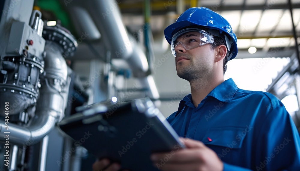 Engineer Conducting Machinery Inspection in Factory Engineering in factory