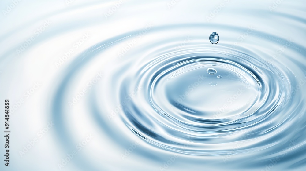 Close-up of water drop creating ripples, soft focus. Close-up of water drop creating ripples, soft focus.