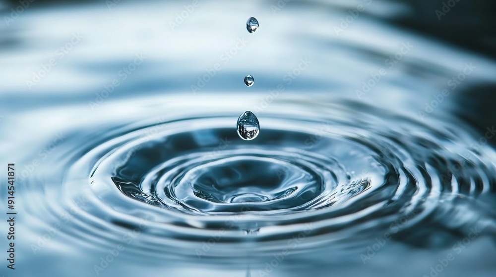 Water droplet sequence and ripples on calm water. Water droplet sequence and ripples on calm water.