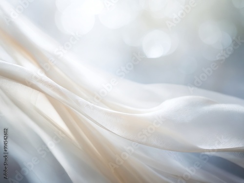 Soft white fabric gently flowing in the breeze on a sunny day