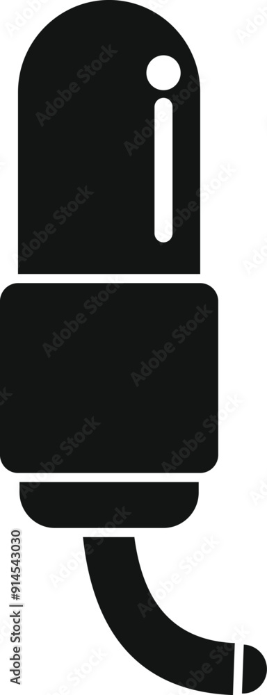 Black glyph icon for a medical capsule endoscope showing internal organs Black glyph icon for a medical capsule endoscope showing internal organs