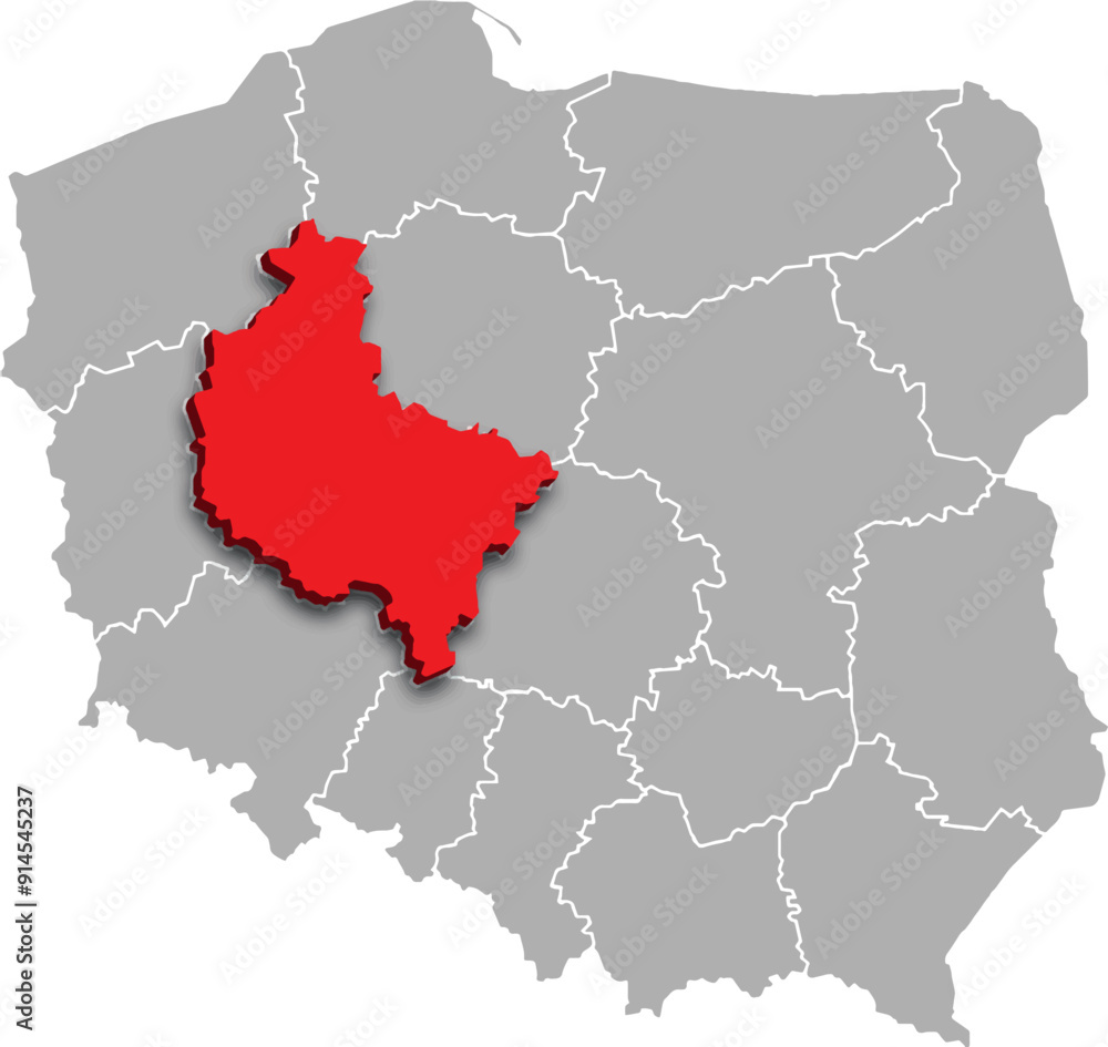 GREATER POLAND PROVINCE of POLAND 3d isometric map WITH ADMINISTRATIVE DIVISIONS GREATER POLAND PROVINCE of POLAND 3d isometric map WITH ADMINISTRATIVE DIVISIONS