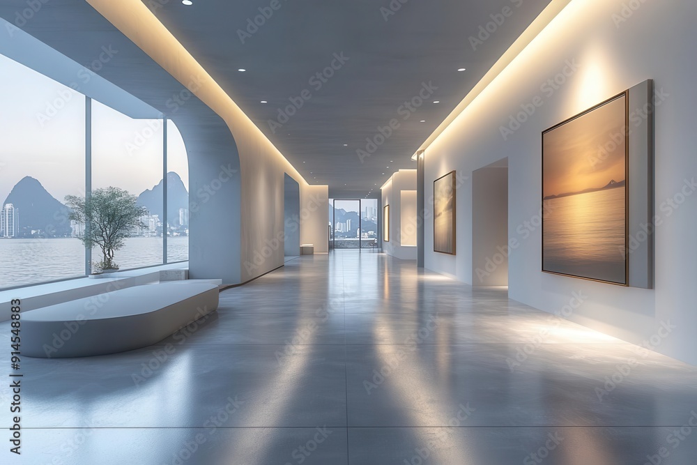 minimalist gallery space with stark white walls and floating frame dramatic lighting casts soft shadows creating an atmosphere of artistic anticipation minimalist gallery space with stark white walls and floating frame dramatic lighting casts soft shadows creating an atmosphere of artistic anticipation
