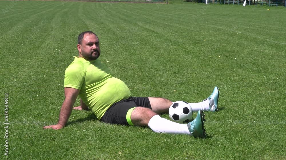 Man makes football soccer training outdoors Man makes football soccer training outdoors