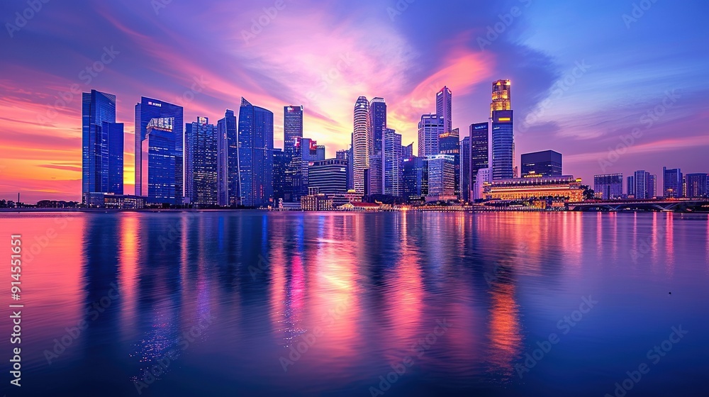 Fototapeta premium Singapore Skyline at Sunset