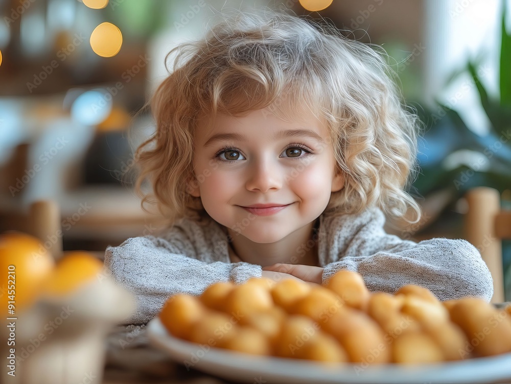 A little girl sitting at a table with a plate of food A little girl sitting at a table with a plate of food