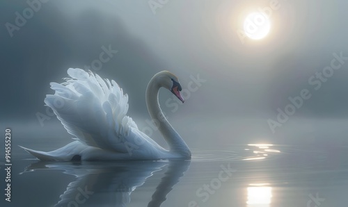 Graceful swan in an evening gown, refined and elegant photo