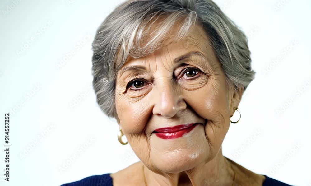 Portrait of a senior woman looking at the camera on white background