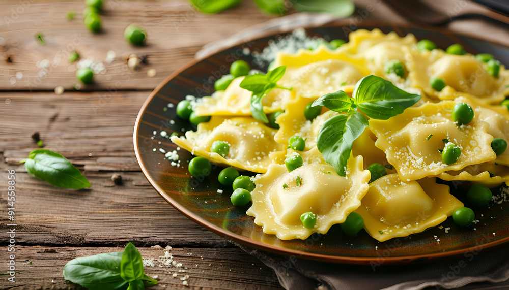Ravioli with ricotta and young green peas Ravioli with ricotta and young green peas