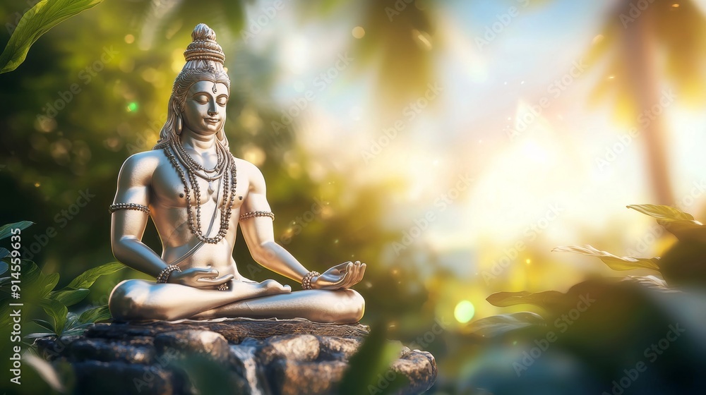 a statue of a buddha sitting on a rock a statue of a buddha sitting on a rock