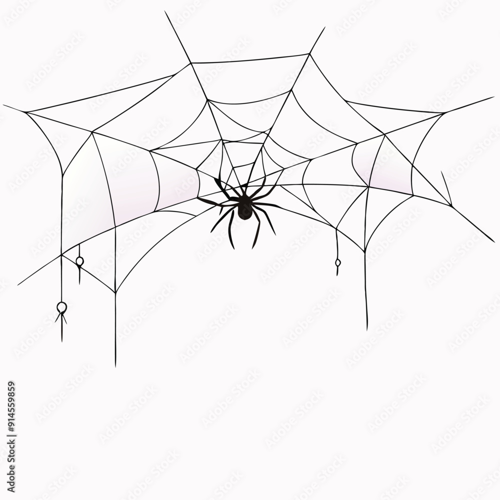 Obraz premium Scary spiderweb vector silhouette isolated white background 