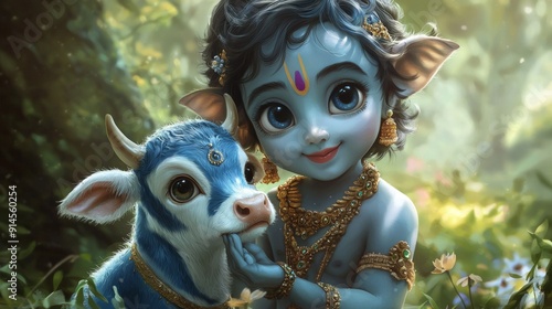 a little krishna and a baby krishna photo